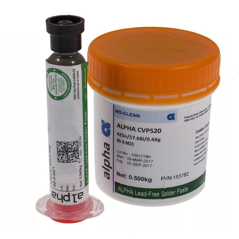 Alpha CVP520 42Sn/57,6Bi/0,4Ag Düşük Sıcaklıkta Eriyen Krem Lehim(138°C)